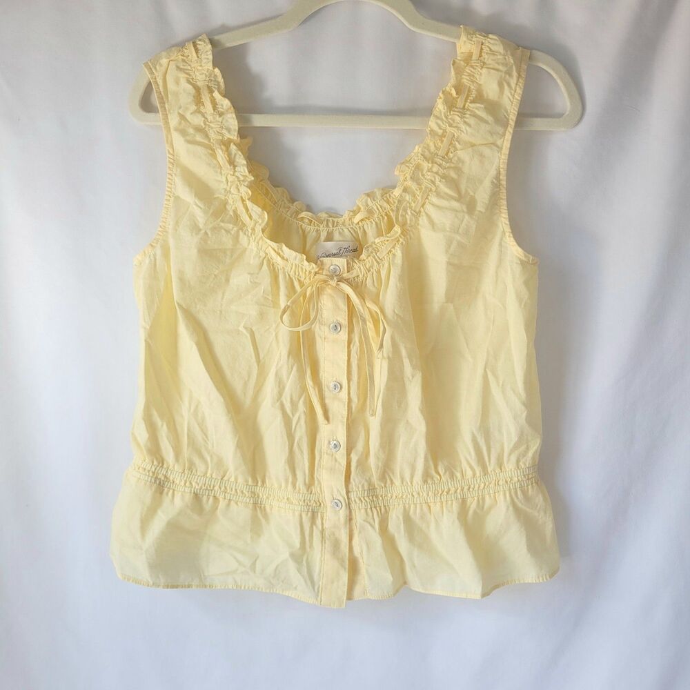 Women's M Butter Yellow Tank Top Ruffle Cottagecore Fairy Renaissance Festival